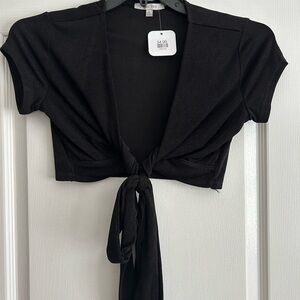 Love Tree Black Tie-Front Blouse